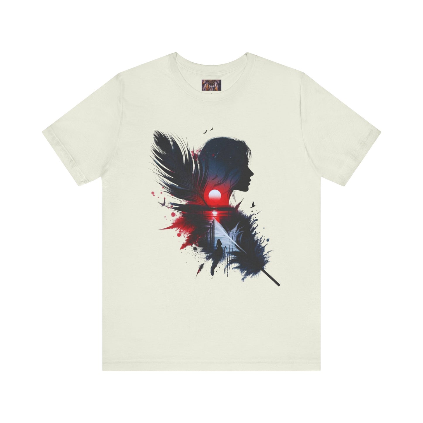 Artistic Unisex Tee with Feather Design, Casual Wear, Gift for Him or Her, Inspired Tee, Everyday Comfort