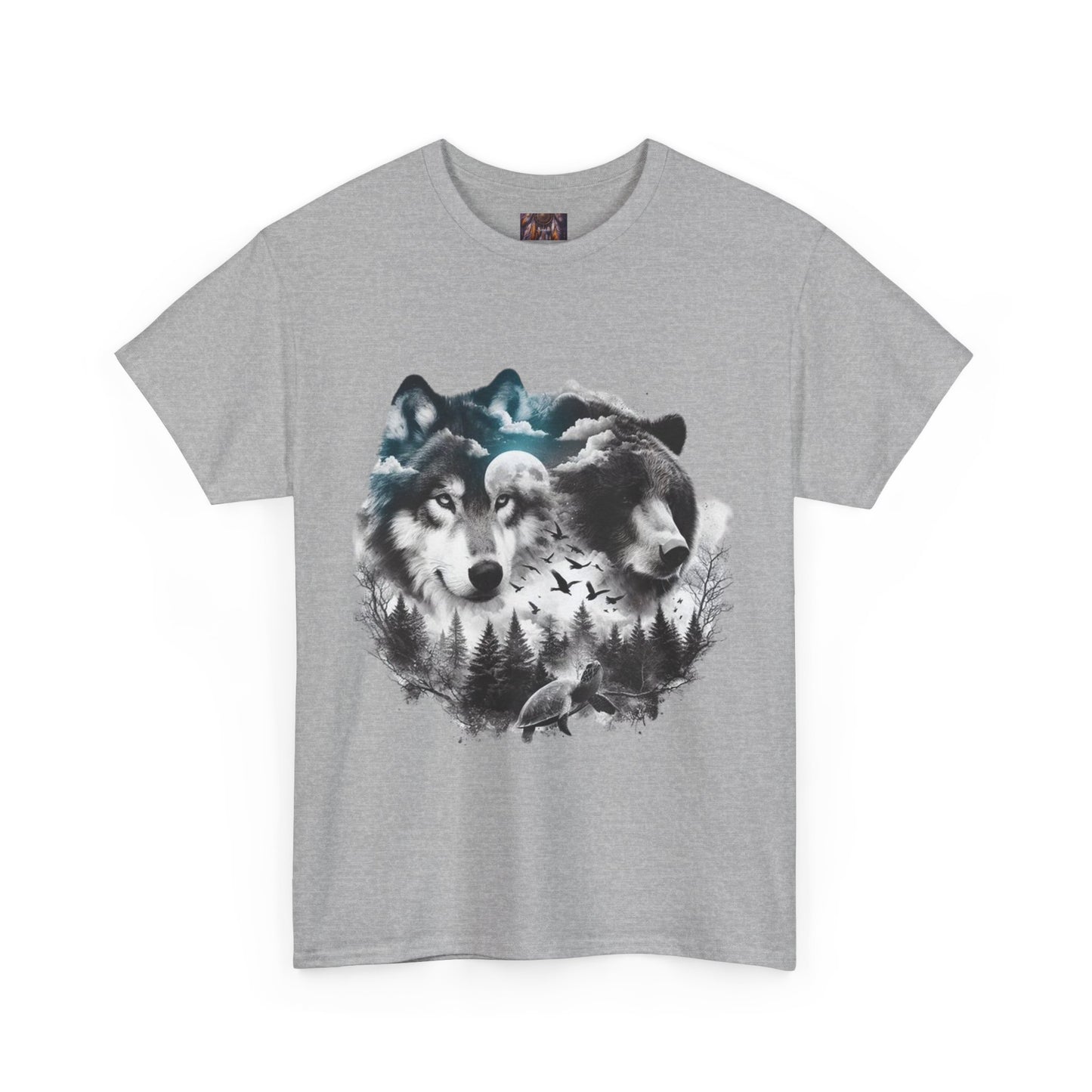 Wolf Spirit Unisex Heavy Cotton Tee - Nature Lover Gift, Wildlife T-Shirt, Adventure Apparel, Unisex Graphic Tee, Outdoor Enthusiast Wear