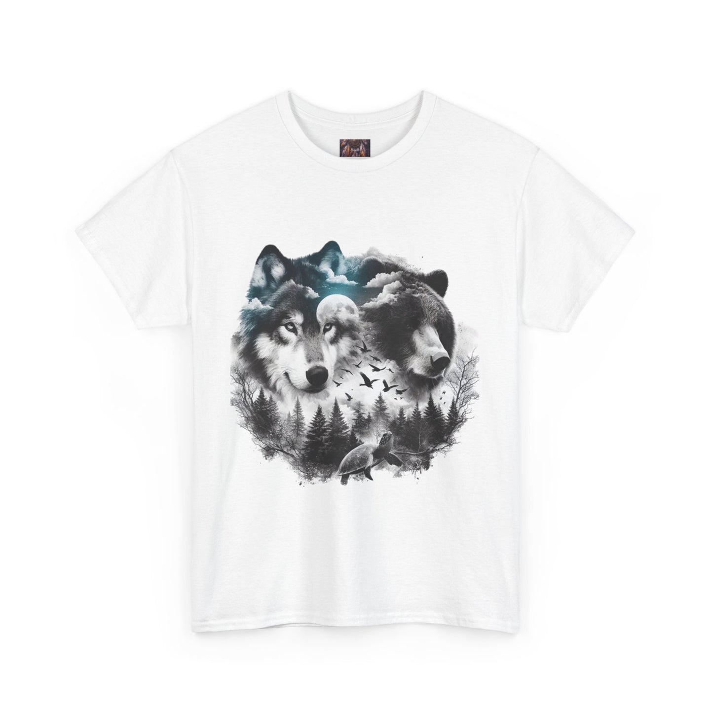Wolf Spirit Unisex Heavy Cotton Tee - Nature Lover Gift, Wildlife T-Shirt, Adventure Apparel, Unisex Graphic Tee, Outdoor Enthusiast Wear