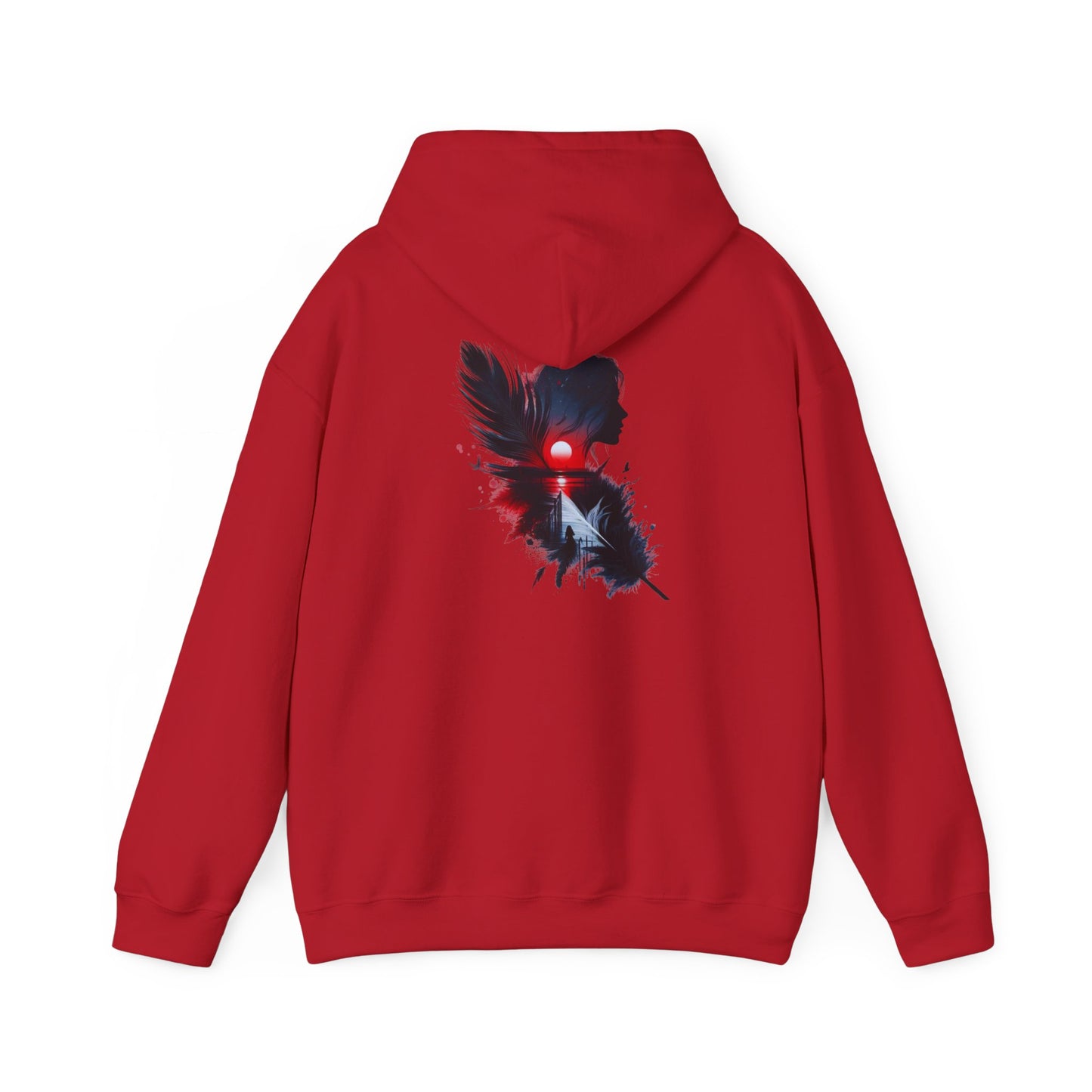 Artistic Feather Graphic Hoodie for Cozy Vibes, Unisex Sweatshirt, Layer for Fall, Gift for Nature Lovers, Casual Wear, Stylish Comfort