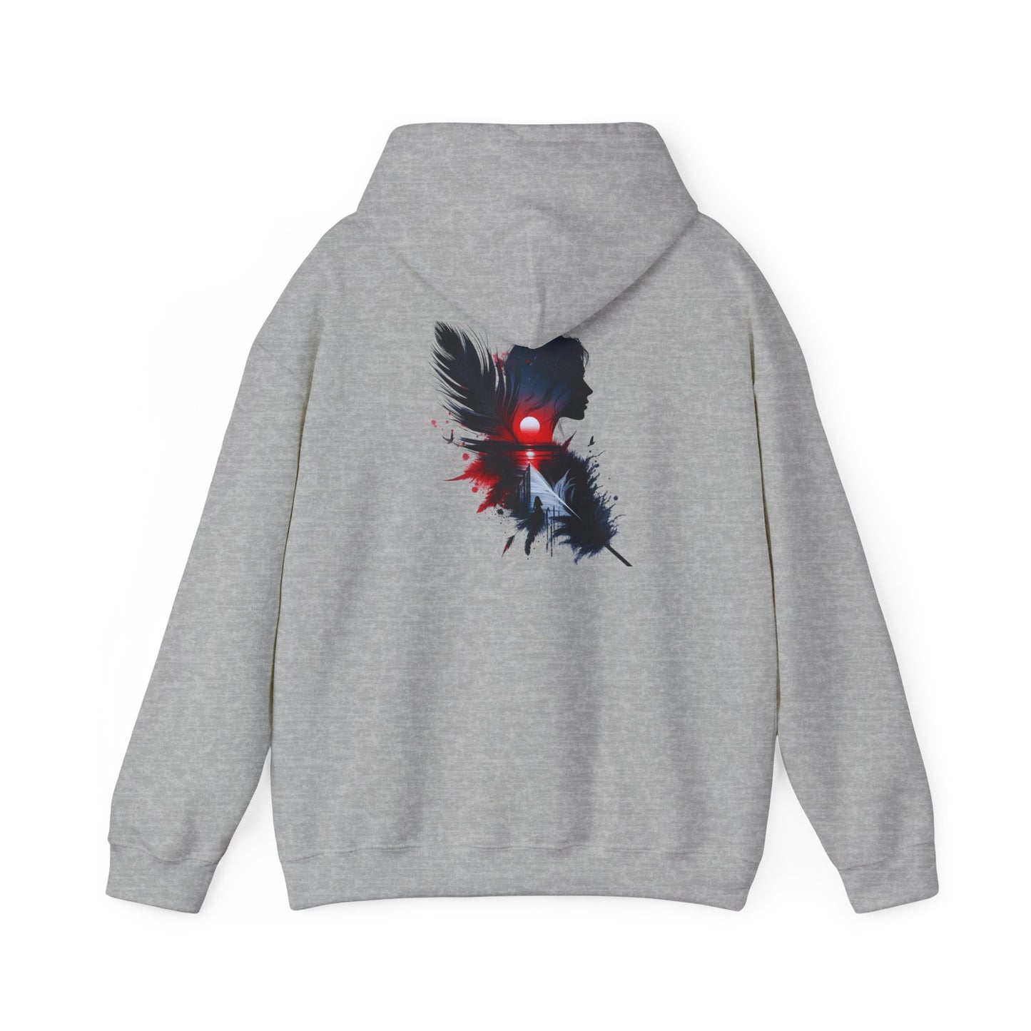 Artistic Feather Graphic Hoodie for Cozy Vibes, Unisex Sweatshirt, Layer for Fall, Gift for Nature Lovers, Casual Wear, Stylish Comfort