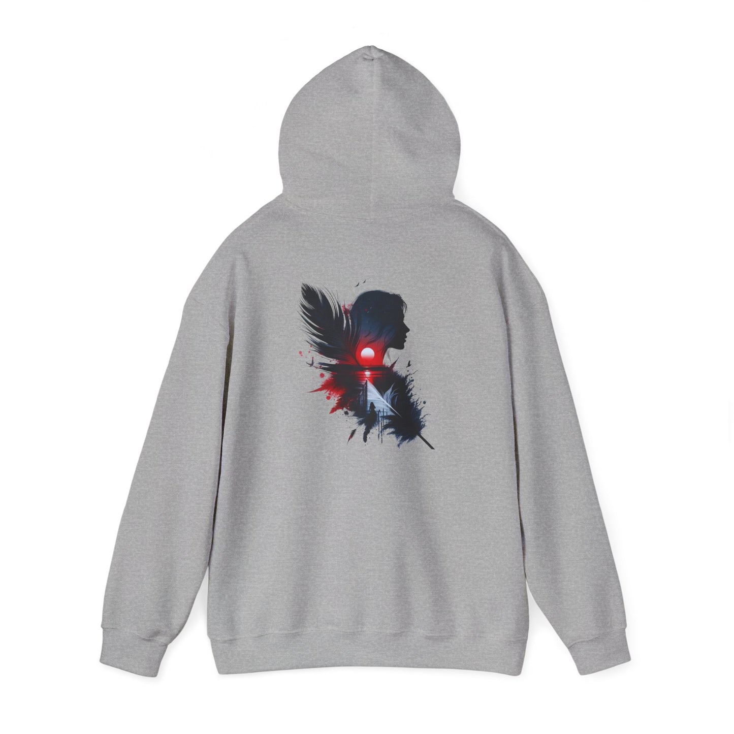 Artistic Feather Graphic Hoodie for Cozy Vibes, Unisex Sweatshirt, Layer for Fall, Gift for Nature Lovers, Casual Wear, Stylish Comfort