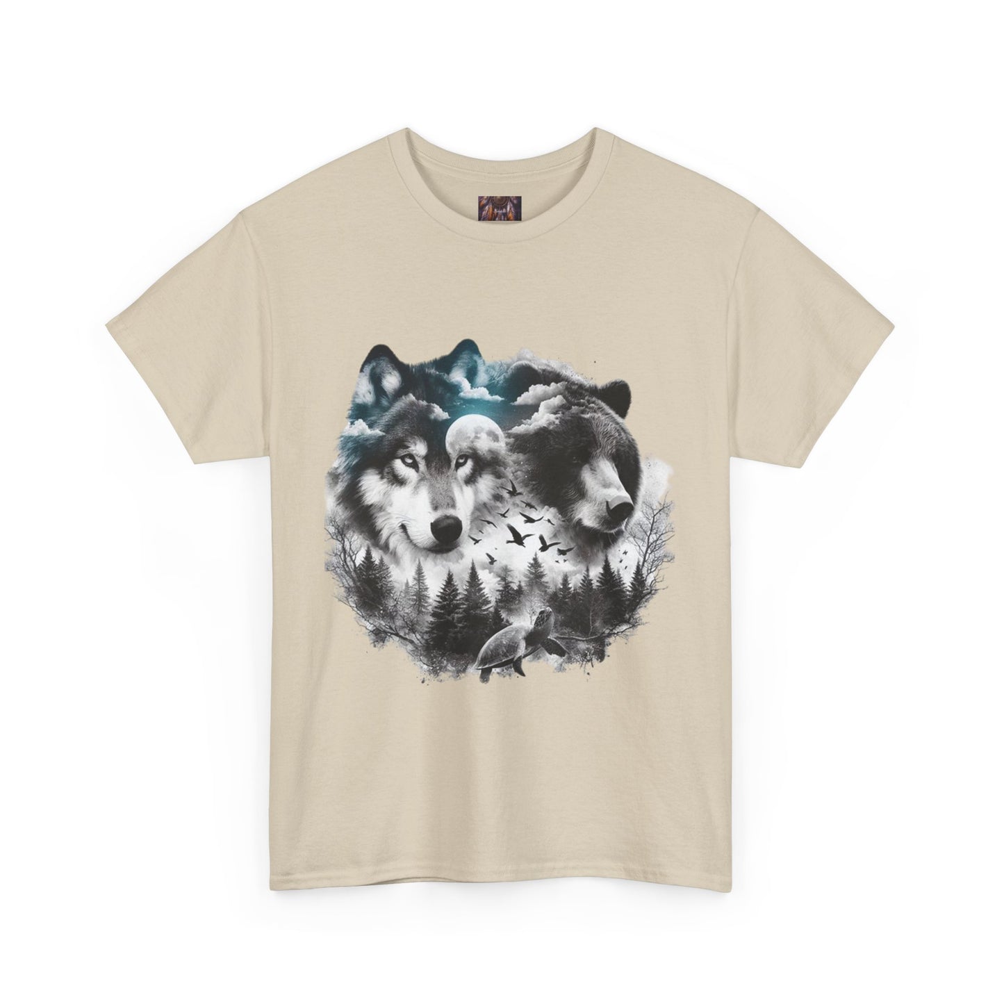 Wolf Spirit Unisex Heavy Cotton Tee - Nature Lover Gift, Wildlife T-Shirt, Adventure Apparel, Unisex Graphic Tee, Outdoor Enthusiast Wear