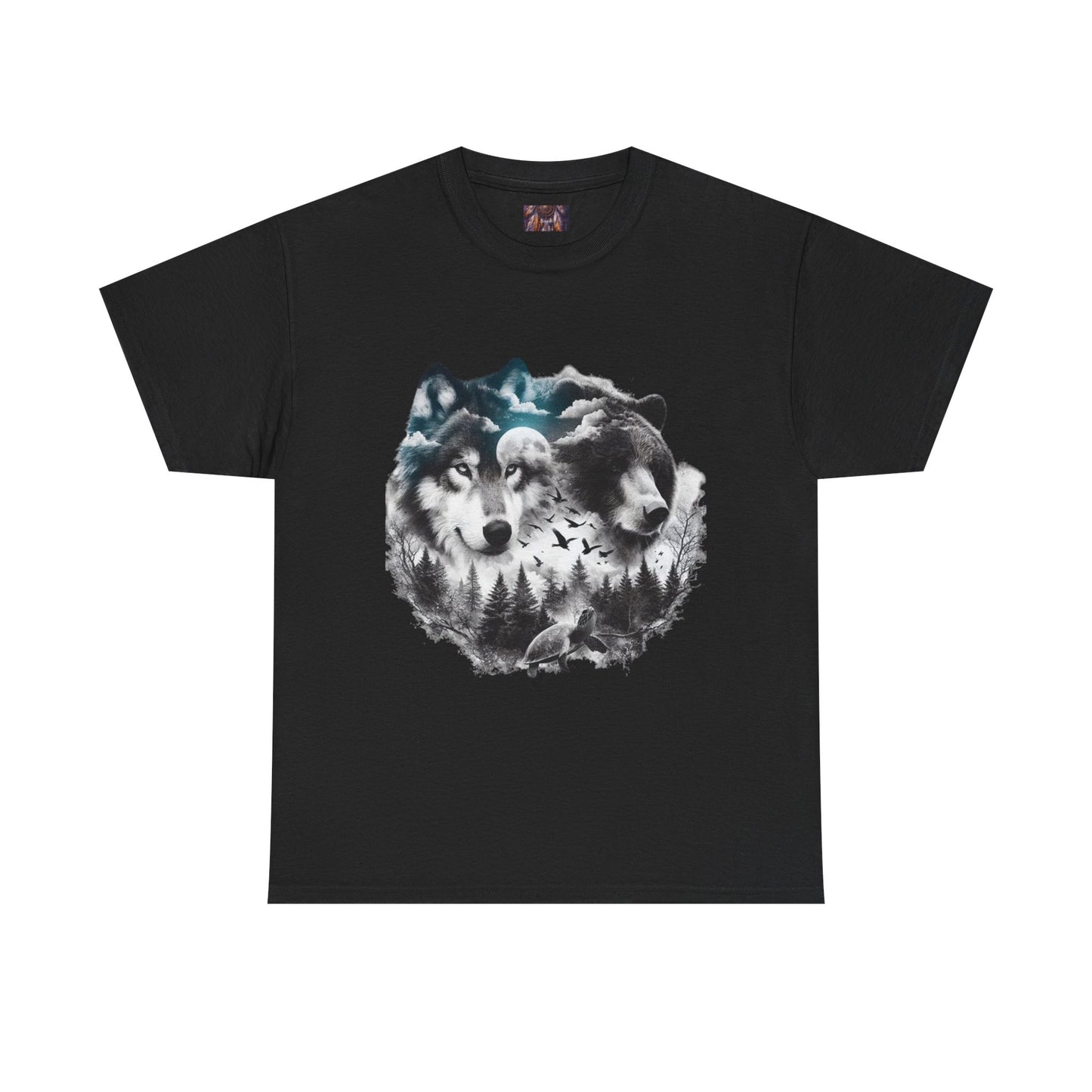 Wolf Spirit Unisex Heavy Cotton Tee - Nature Lover Gift, Wildlife T-Shirt, Adventure Apparel, Unisex Graphic Tee, Outdoor Enthusiast Wear