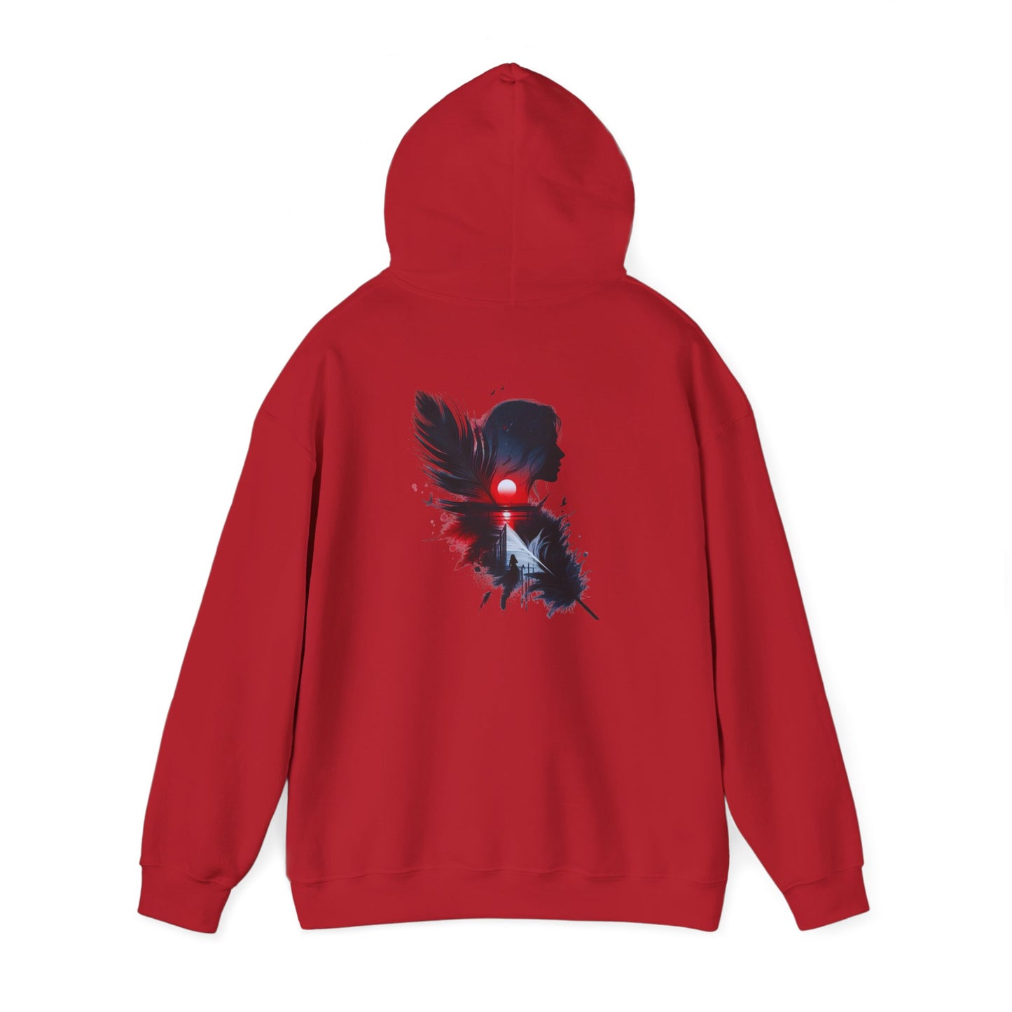 Artistic Feather Graphic Hoodie for Cozy Vibes, Unisex Sweatshirt, Layer for Fall, Gift for Nature Lovers, Casual Wear, Stylish Comfort