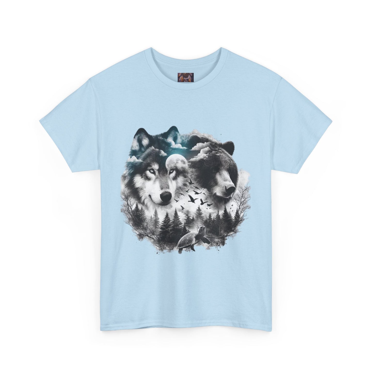 Wolf Spirit Unisex Heavy Cotton Tee - Nature Lover Gift, Wildlife T-Shirt, Adventure Apparel, Unisex Graphic Tee, Outdoor Enthusiast Wear