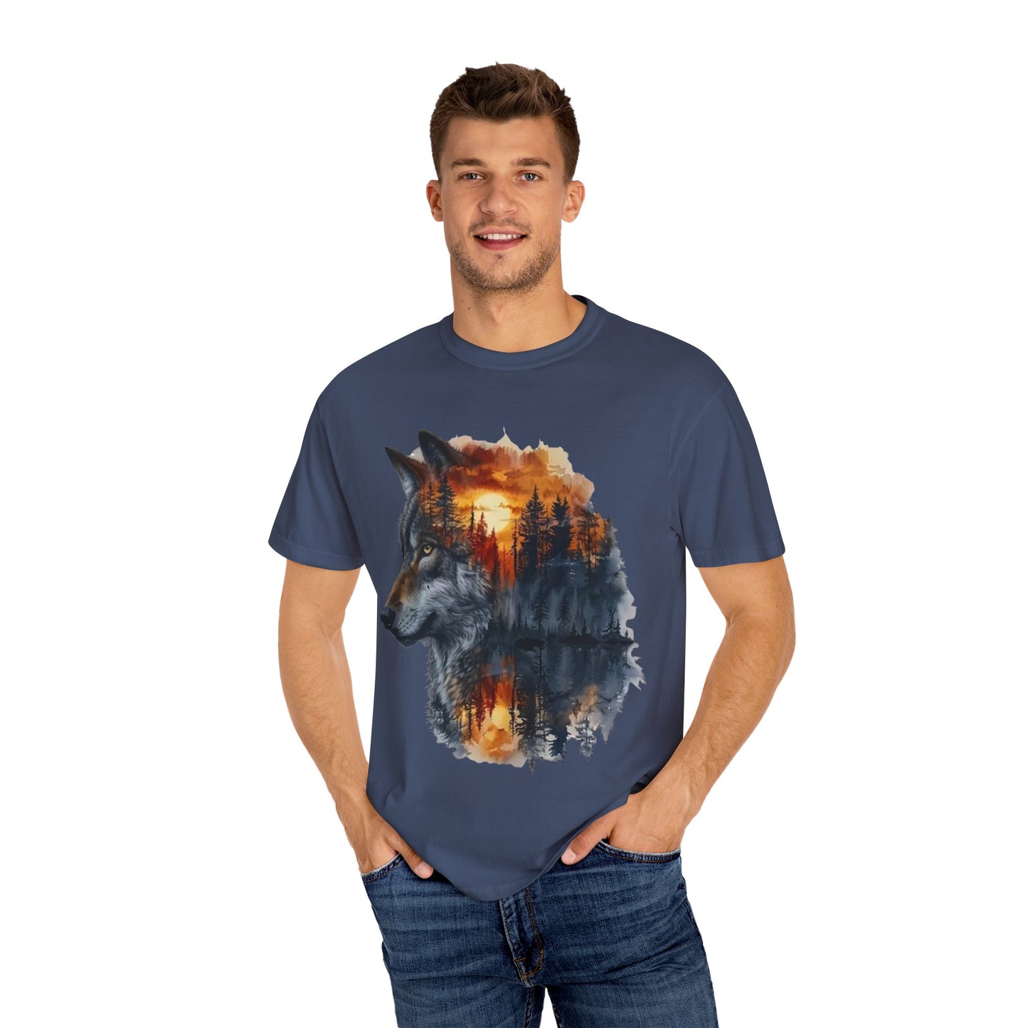 Wolf Reflection Garment-Dyed T-Shirt, Nature Tee, Wilderness Shirt, Animal Lover Clothing, Gift for Outdoorsy Friends