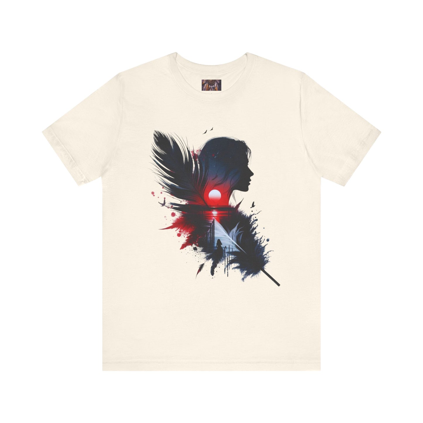 Artistic Unisex Tee with Feather Design, Casual Wear, Gift for Him or Her, Inspired Tee, Everyday Comfort