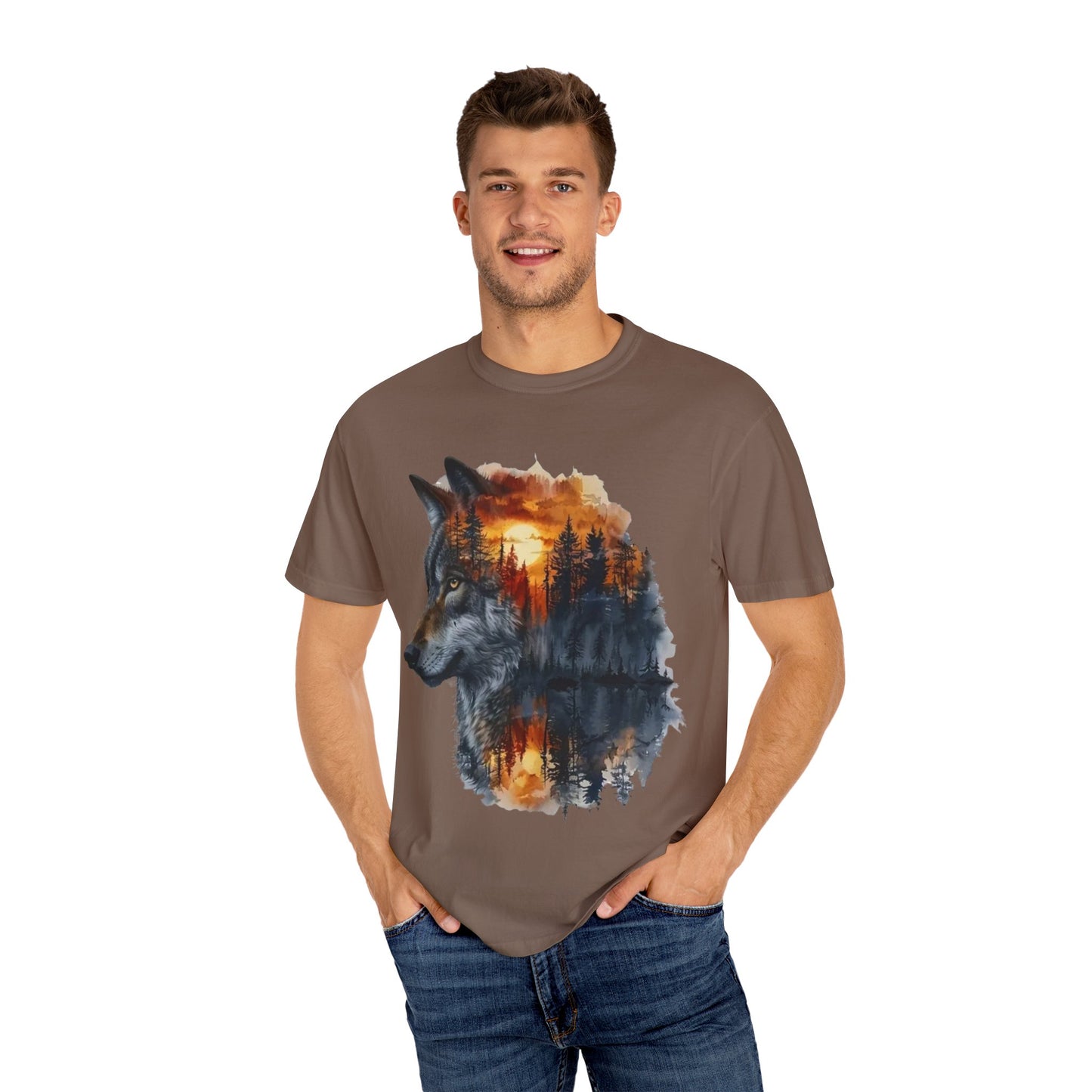Wolf Reflection Garment-Dyed T-Shirt, Nature Tee, Wilderness Shirt, Animal Lover Clothing, Gift for Outdoorsy Friends