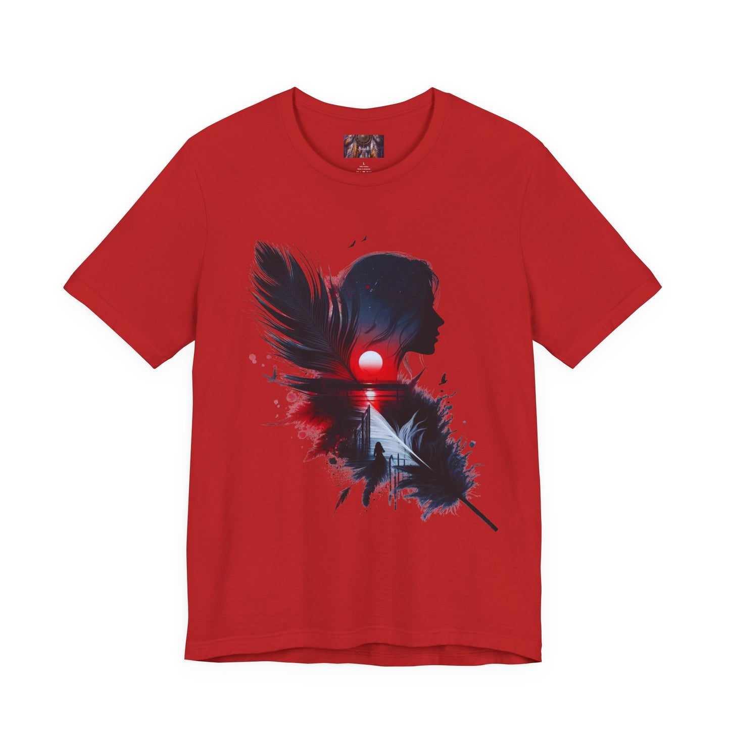 Artistic Unisex Tee with Feather Design, Casual Wear, Gift for Him or Her, Inspired Tee, Everyday Comfort