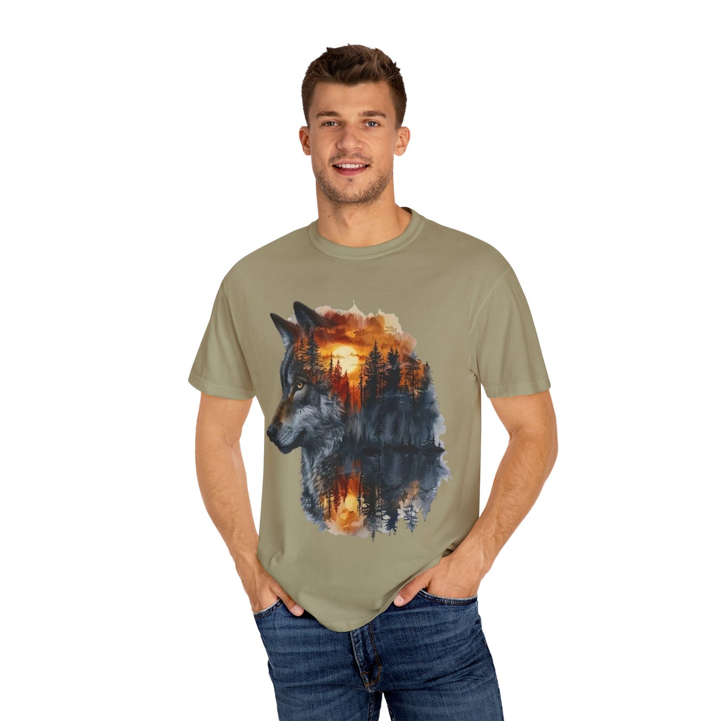 Wolf Reflection Garment-Dyed T-Shirt, Nature Tee, Wilderness Shirt, Animal Lover Clothing, Gift for Outdoorsy Friends