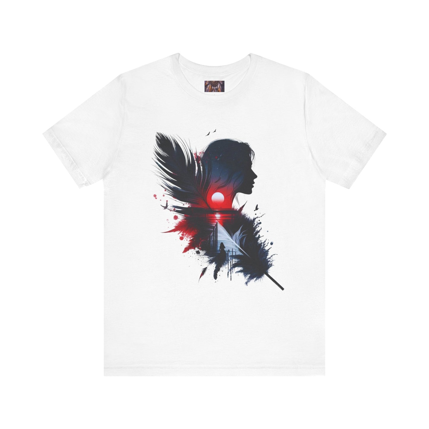 Artistic Unisex Tee with Feather Design, Casual Wear, Gift for Him or Her, Inspired Tee, Everyday Comfort