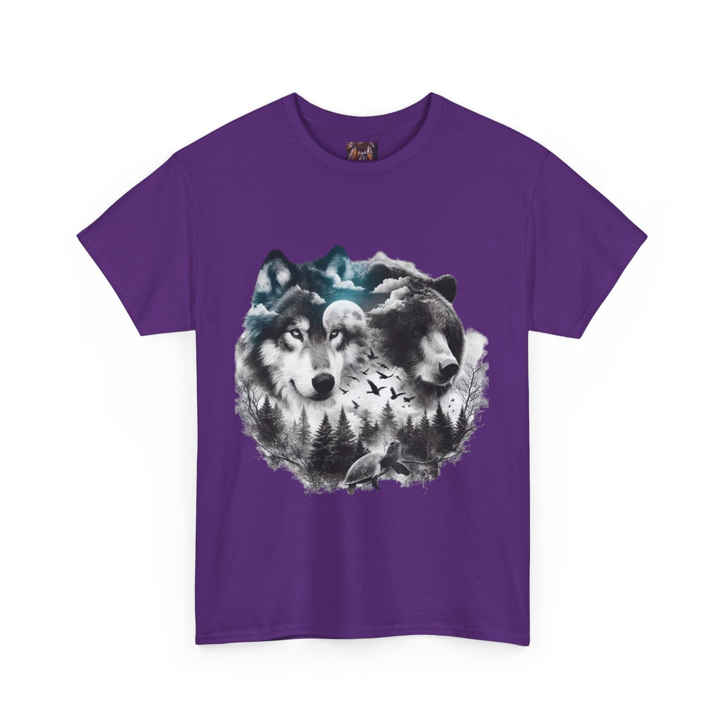 Wolf Spirit Unisex Heavy Cotton Tee - Nature Lover Gift, Wildlife T-Shirt, Adventure Apparel, Unisex Graphic Tee, Outdoor Enthusiast Wear