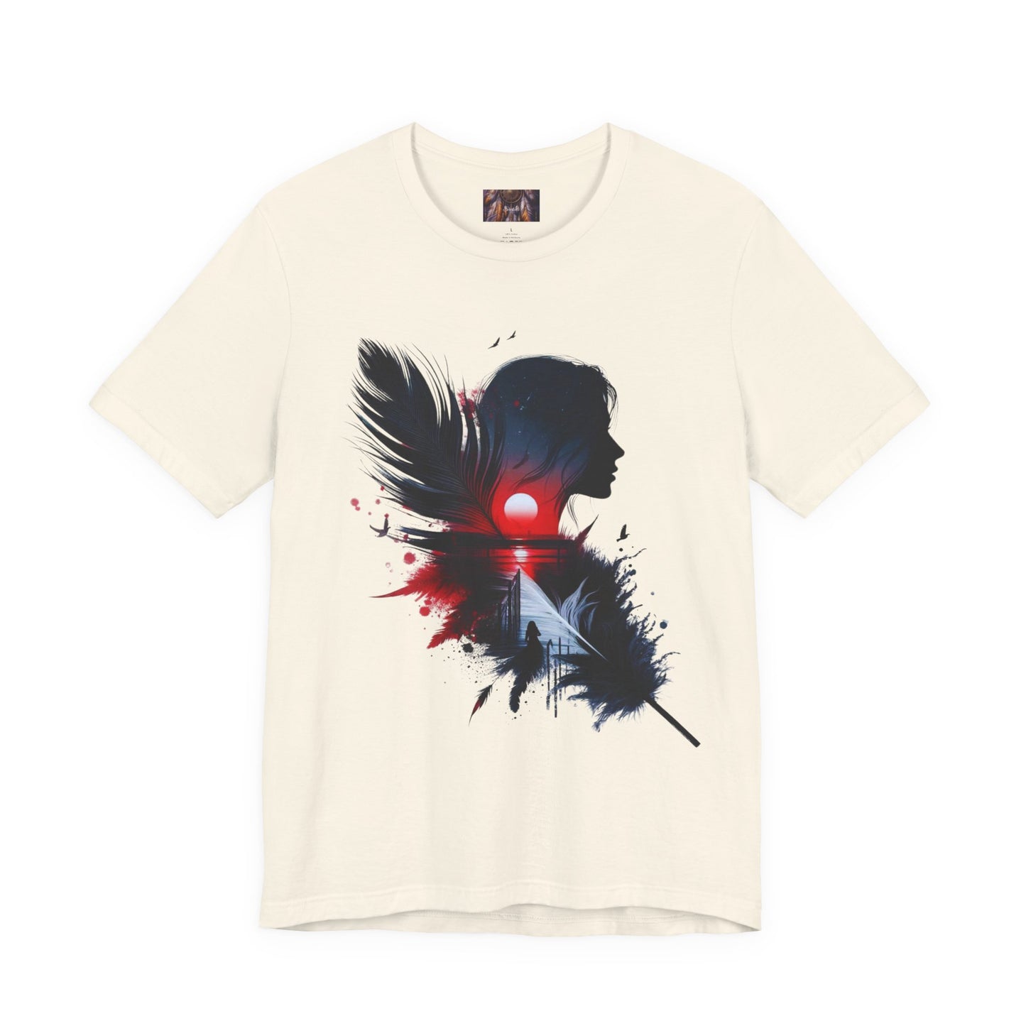 Artistic Unisex Tee with Feather Design, Casual Wear, Gift for Him or Her, Inspired Tee, Everyday Comfort