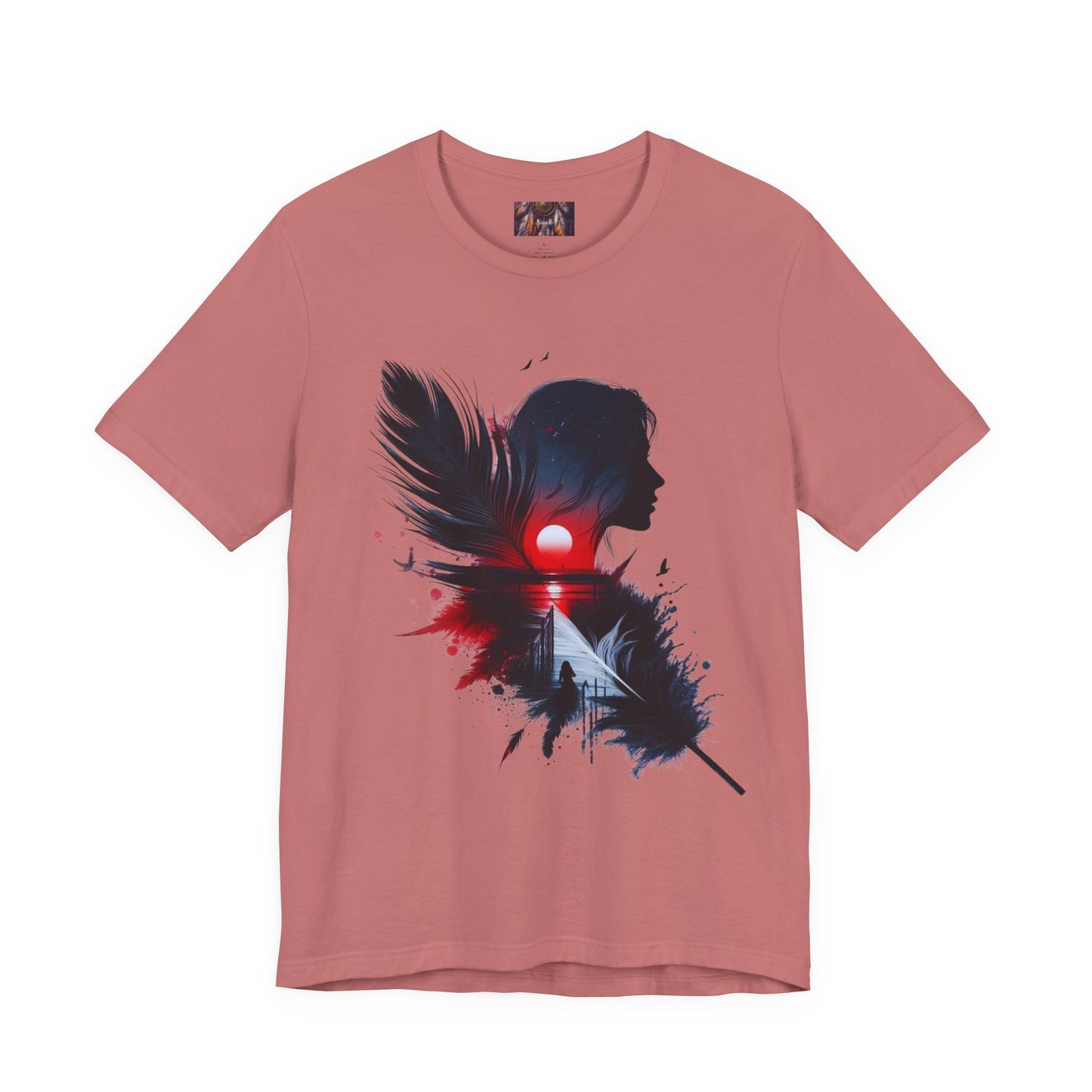 Artistic Unisex Tee with Feather Design, Casual Wear, Gift for Him or Her, Inspired Tee, Everyday Comfort