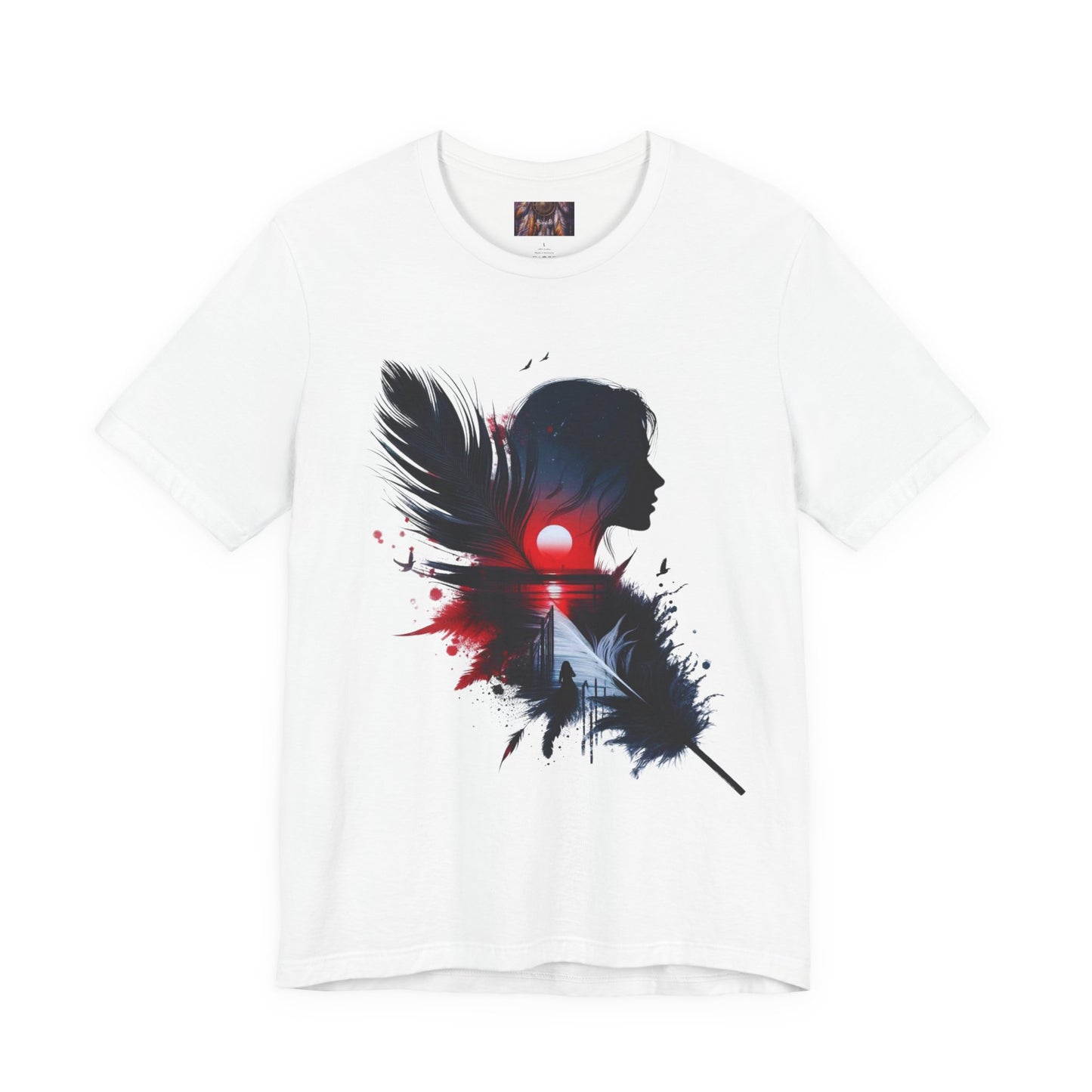 Artistic Unisex Tee with Feather Design, Casual Wear, Gift for Him or Her, Inspired Tee, Everyday Comfort