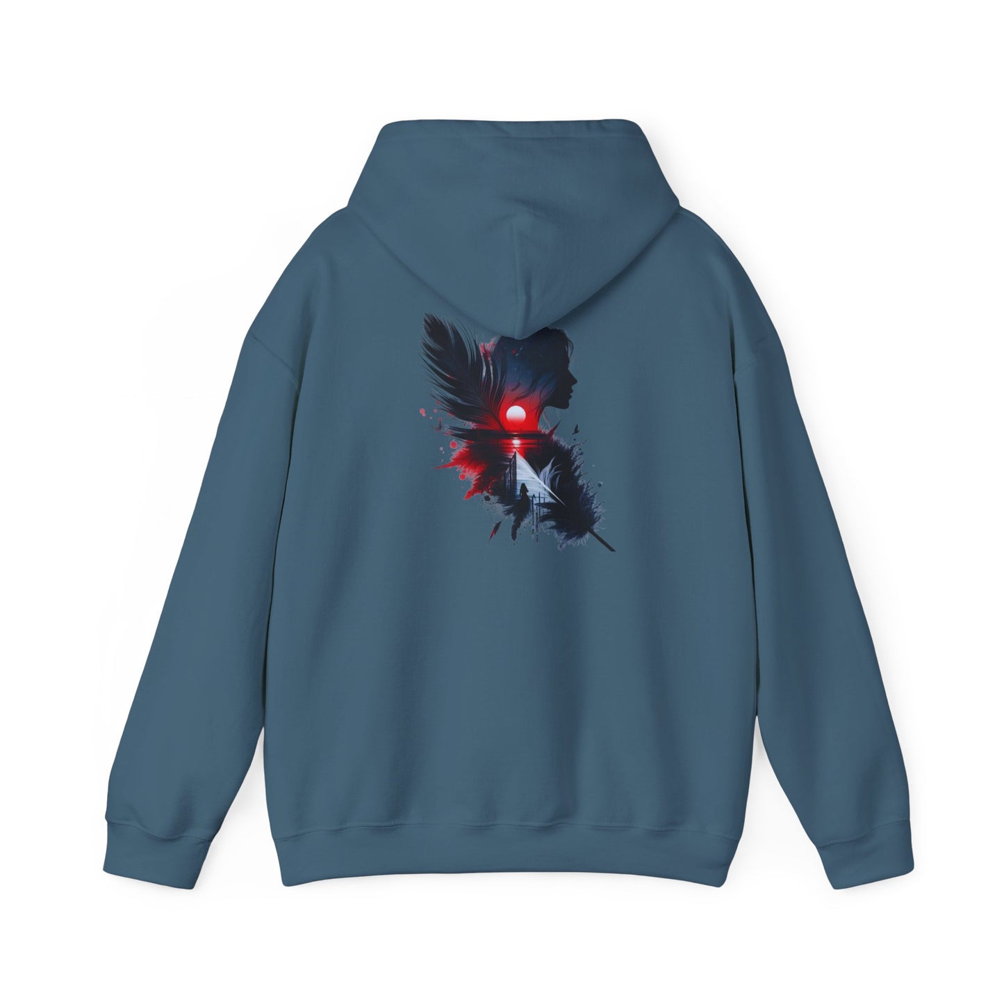Artistic Feather Graphic Hoodie for Cozy Vibes, Unisex Sweatshirt, Layer for Fall, Gift for Nature Lovers, Casual Wear, Stylish Comfort
