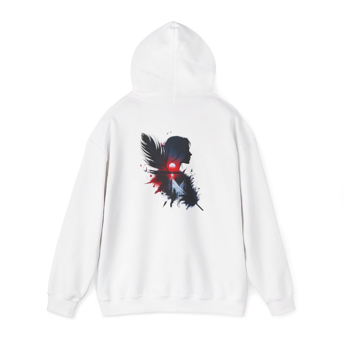 Artistic Feather Graphic Hoodie for Cozy Vibes, Unisex Sweatshirt, Layer for Fall, Gift for Nature Lovers, Casual Wear, Stylish Comfort
