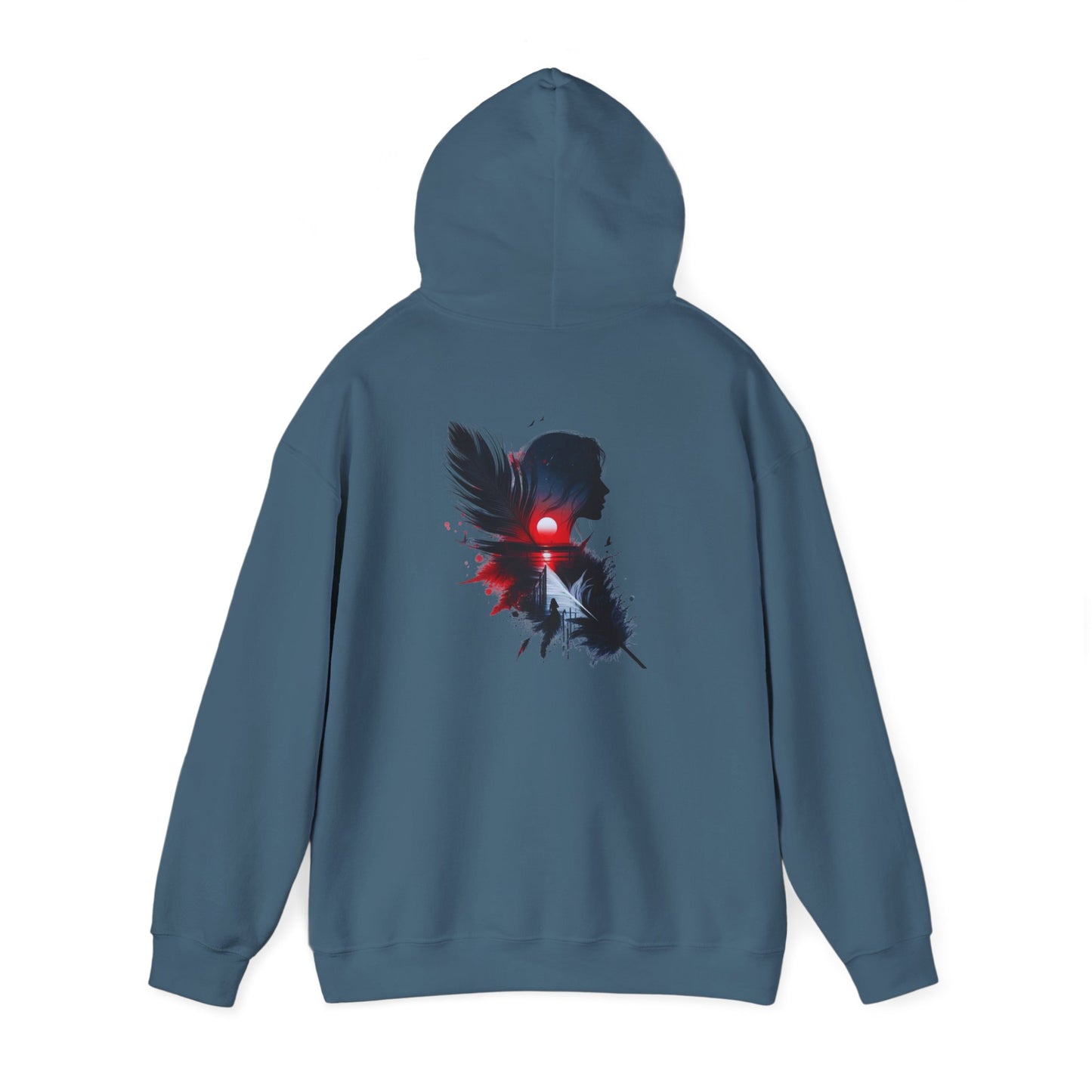 Artistic Feather Graphic Hoodie for Cozy Vibes, Unisex Sweatshirt, Layer for Fall, Gift for Nature Lovers, Casual Wear, Stylish Comfort