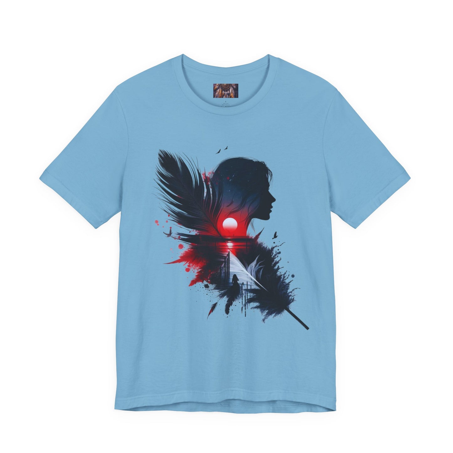 Artistic Unisex Tee with Feather Design, Casual Wear, Gift for Him or Her, Inspired Tee, Everyday Comfort