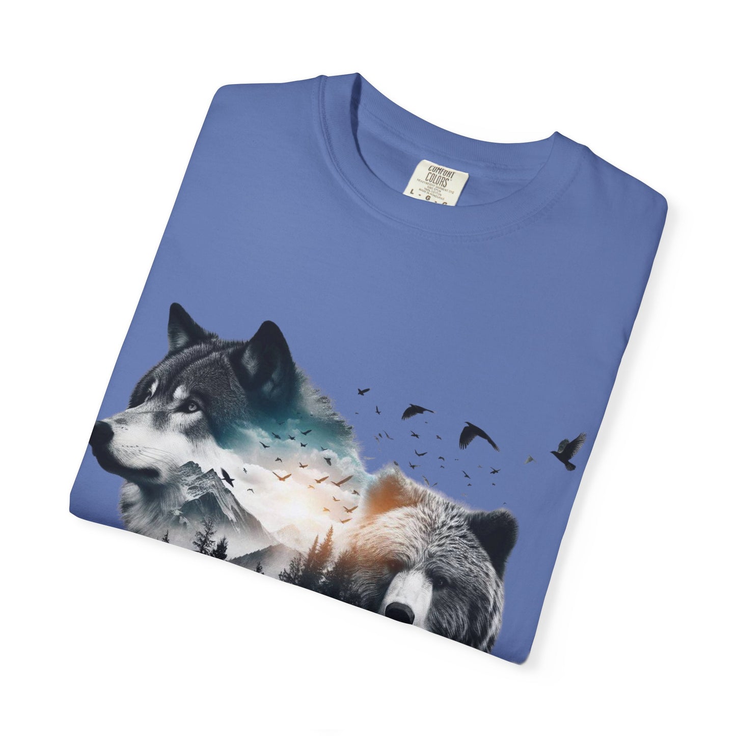 Nature-Inspired Graphic T-Shirt, Wolf and Bear Design, Unisex Nature Tee, Adventure Shirt, Hiking Apparel