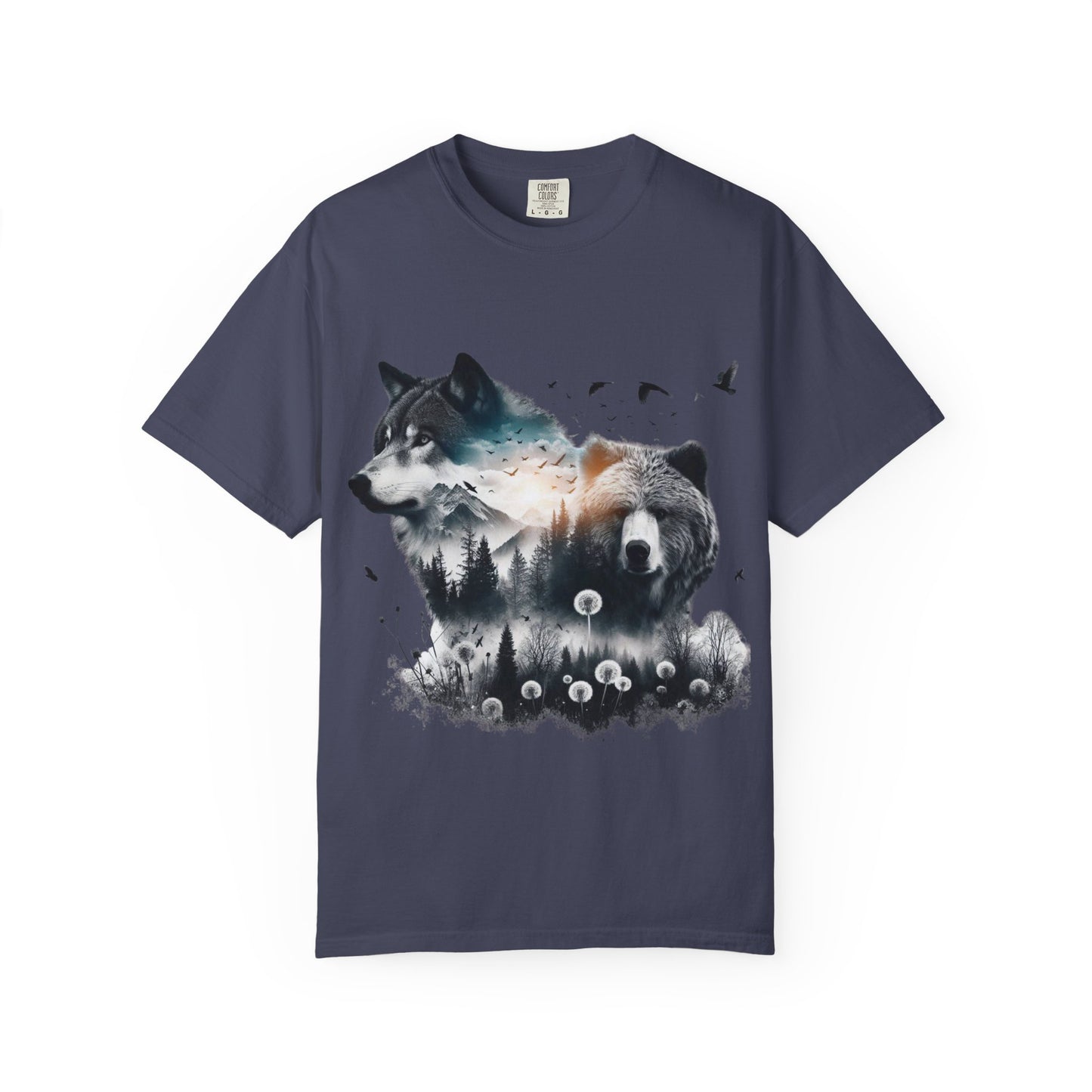 Nature-Inspired Graphic T-Shirt, Wolf and Bear Design, Unisex Nature Tee, Adventure Shirt, Hiking Apparel