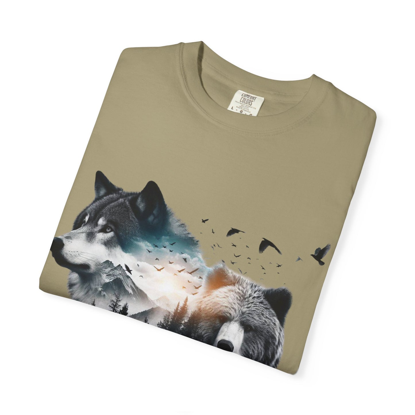 Nature-Inspired Graphic T-Shirt, Wolf and Bear Design, Unisex Nature Tee, Adventure Shirt, Hiking Apparel