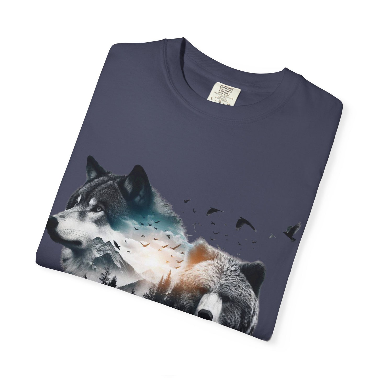 Nature-Inspired Graphic T-Shirt, Wolf and Bear Design, Unisex Nature Tee, Adventure Shirt, Hiking Apparel