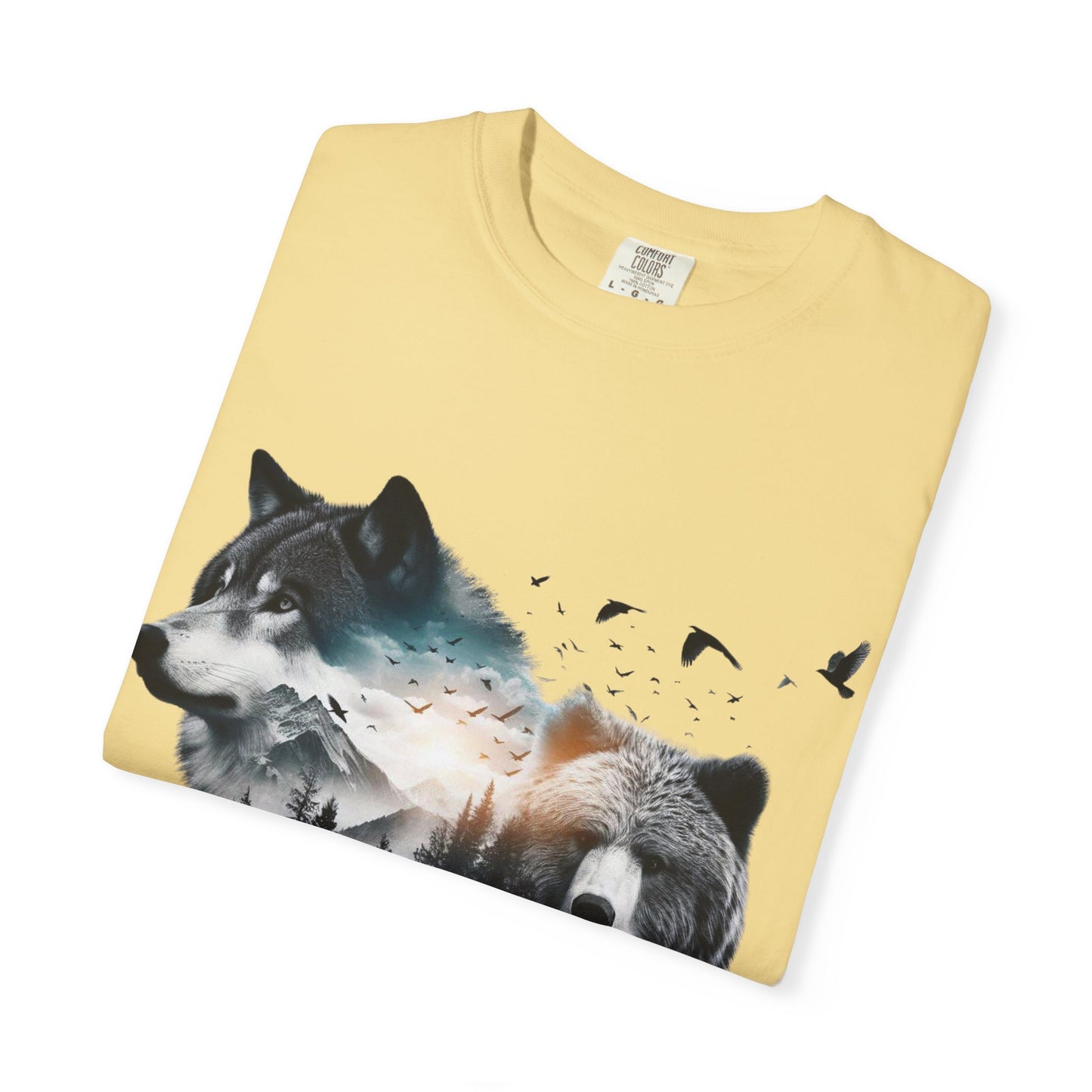 Nature-Inspired Graphic T-Shirt, Wolf and Bear Design, Unisex Nature Tee, Adventure Shirt, Hiking Apparel