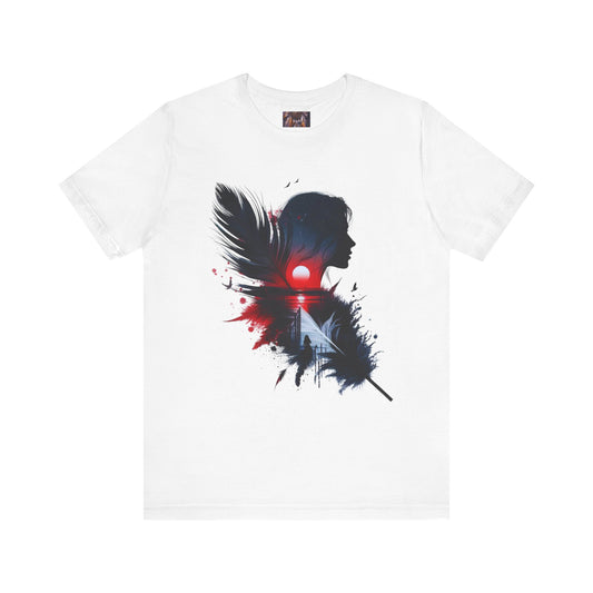 Artistic Unisex Tee with Feather Design, Casual Wear, Gift for Him or Her, Inspired Tee, Everyday Comfort