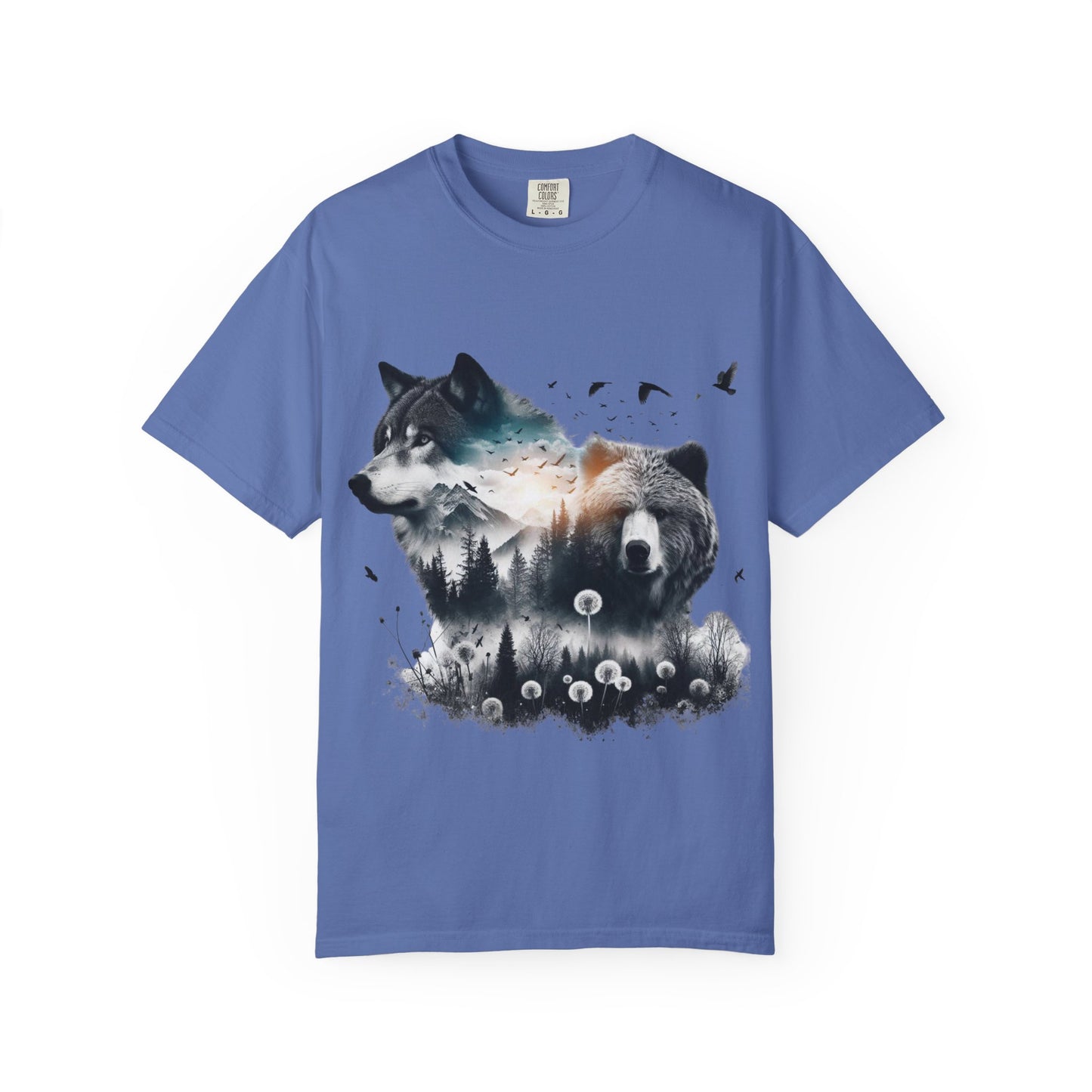 Nature-Inspired Graphic T-Shirt, Wolf and Bear Design, Unisex Nature Tee, Adventure Shirt, Hiking Apparel