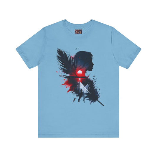 Artistic Unisex Tee with Feather Design, Casual Wear, Gift for Him or Her, Inspired Tee, Everyday Comfort