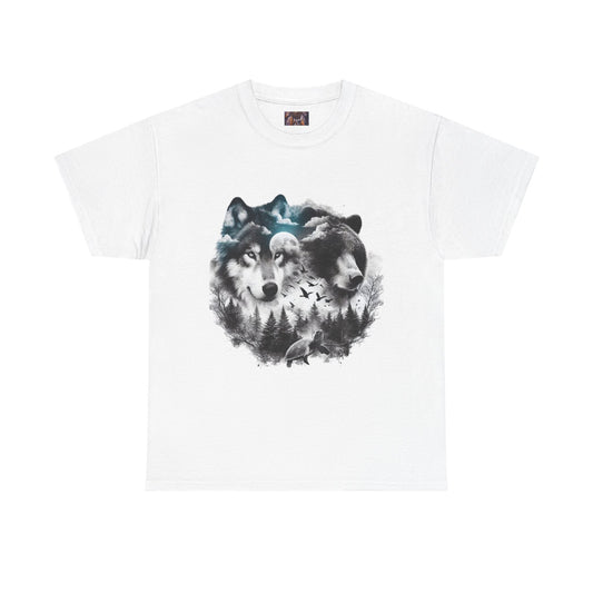 Wolf Spirit Unisex Heavy Cotton Tee - Nature Lover Gift, Wildlife T-Shirt, Adventure Apparel, Unisex Graphic Tee, Outdoor Enthusiast Wear
