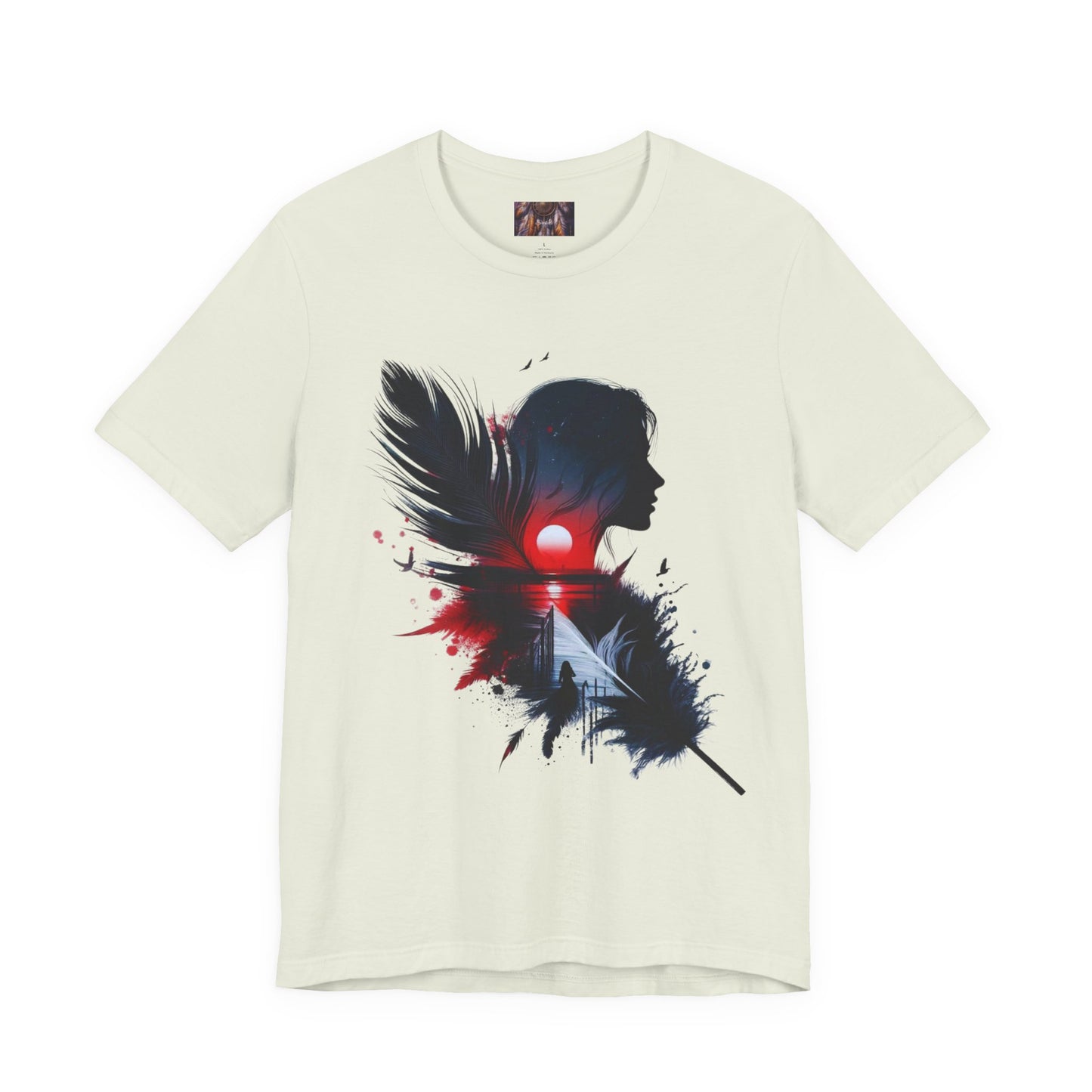 Artistic Unisex Tee with Feather Design, Casual Wear, Gift for Him or Her, Inspired Tee, Everyday Comfort