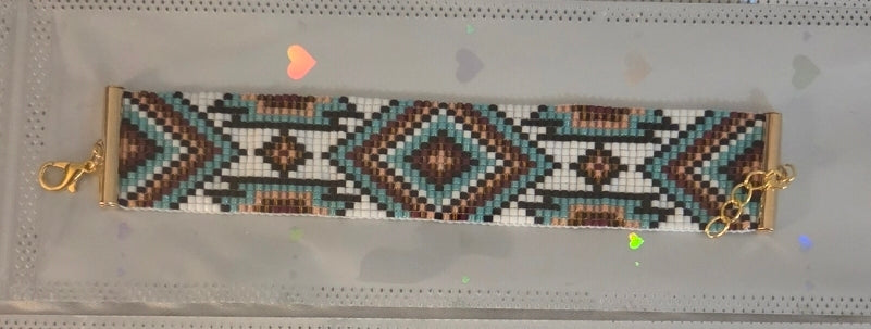 Turquoise Green- Handmade Loom Beaded Bracelet