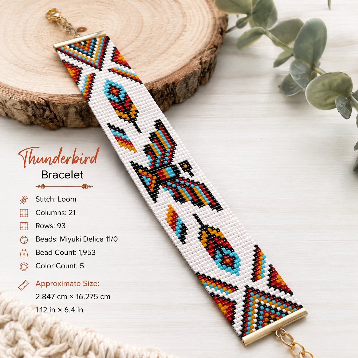 Thunderbird Loom Beaded Bracelet – Handmade Native-Inspired Design