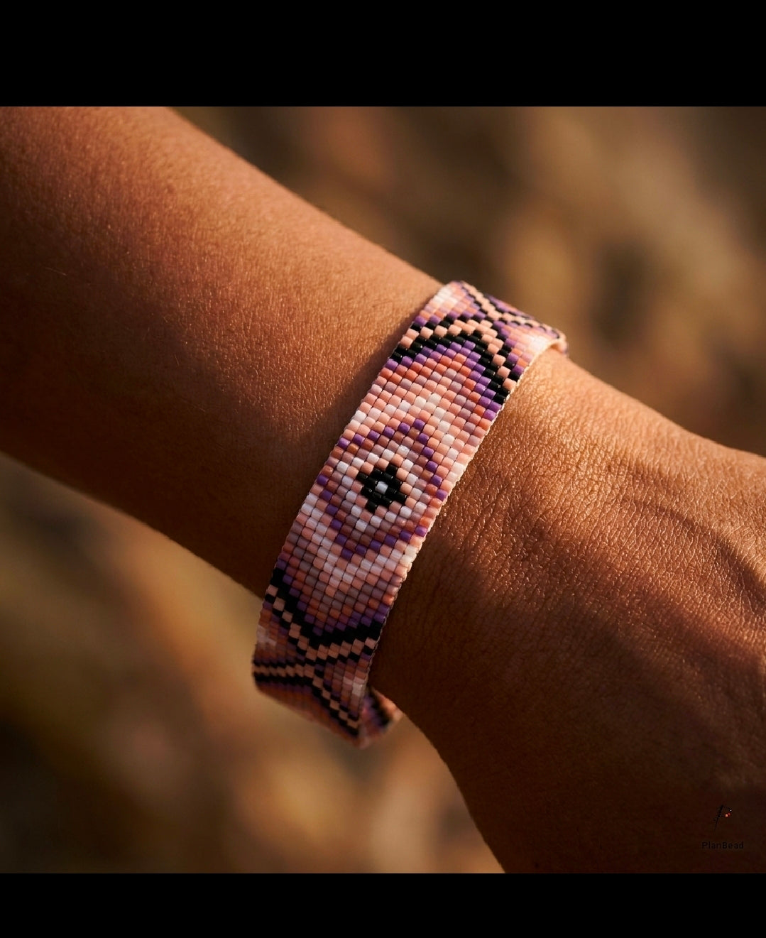Pink Geometric Beaded Bracelet